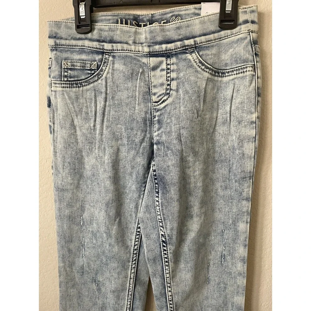 Justice Light Acid Wash Stretchy Pull On Jean Jeggings Leggings Pants Size 10